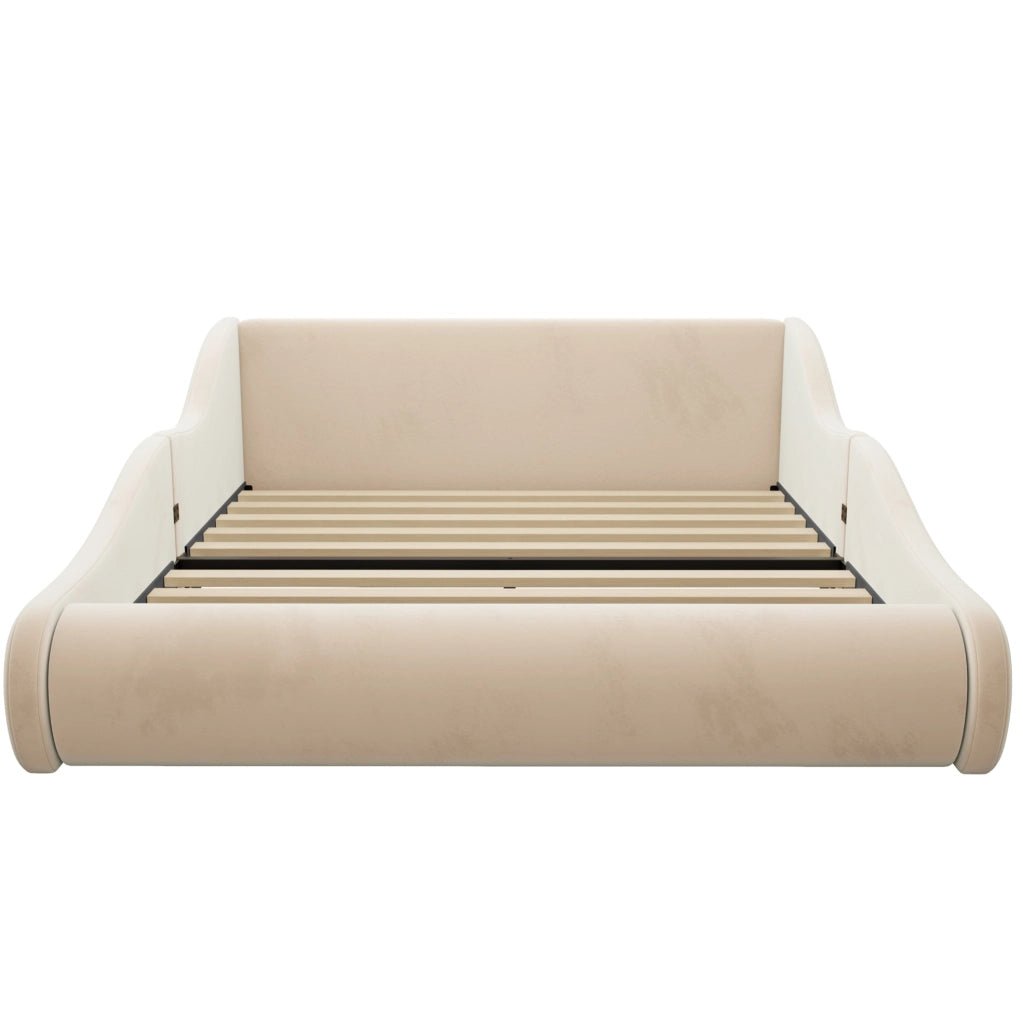 LETTO Imbottito per Bambini 140x200 cm Beige con Sponde