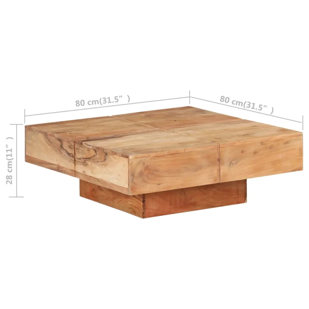 Tavolino da CaffÃ¨ 80x80x28 cm in Legno Massello di Acacia