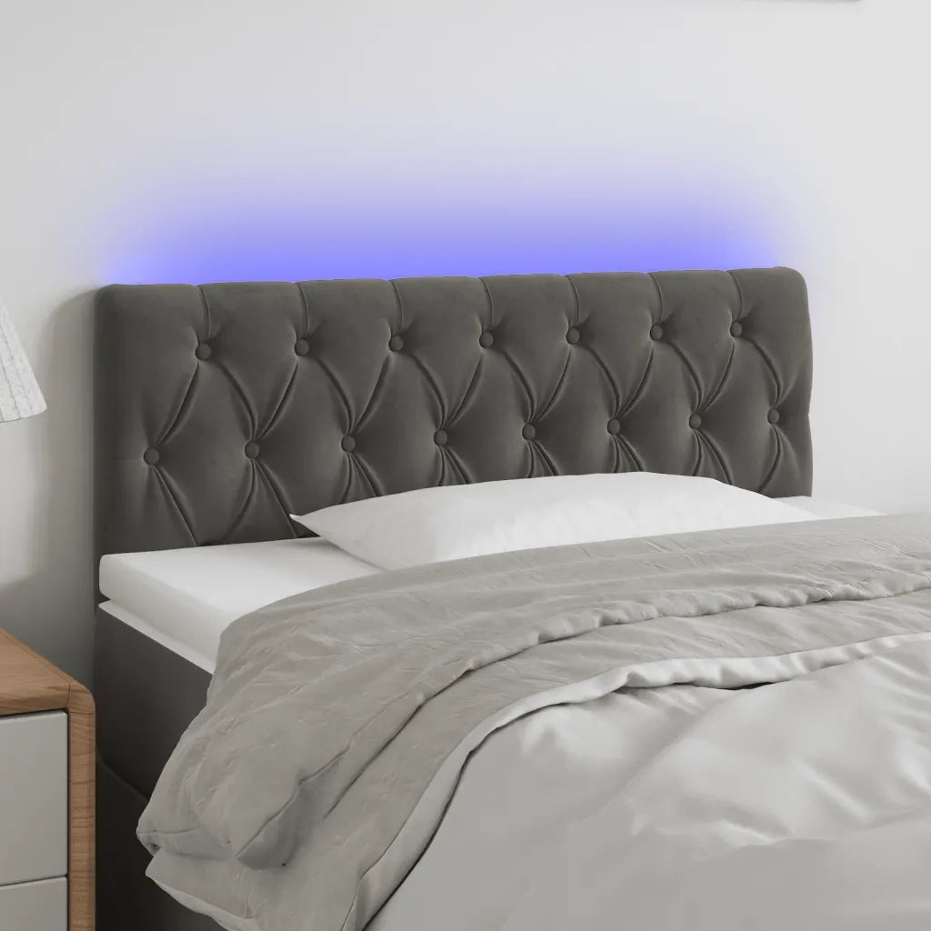 Testiera a LED-Testata con LED Grigio Scuro 90x7x78/88 cm in Velluto