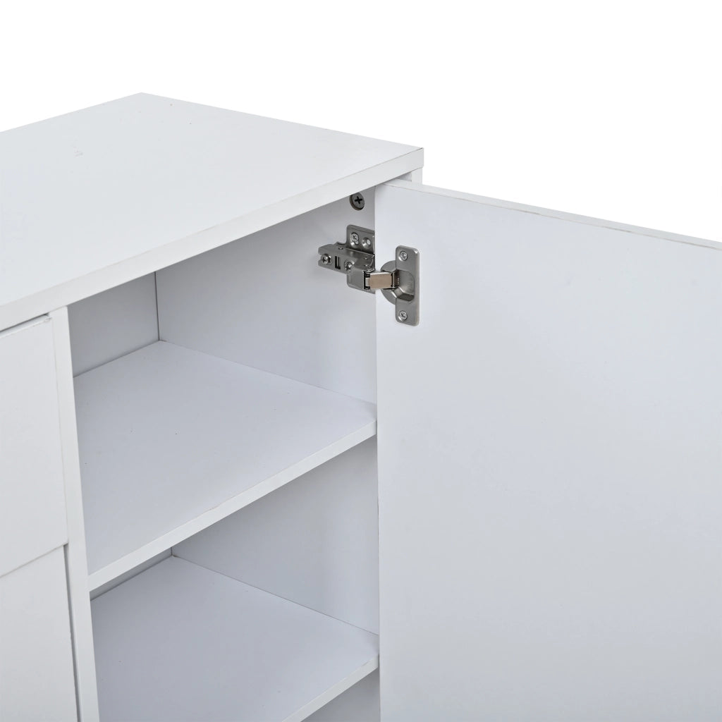 Mobile ingresso con 1 cassetto; 2 ante a ribalta; 7 vani; specchio e 6 ganci - per ingresso - bianco