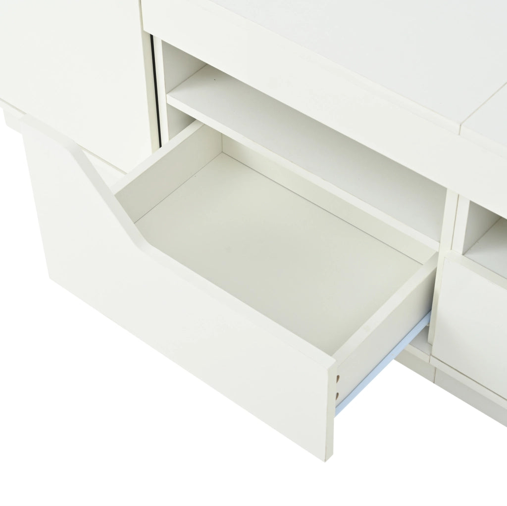 Mobile TV 180x40x45 cm con LED; 2 cassetti e 2 ante in truciolare bianco