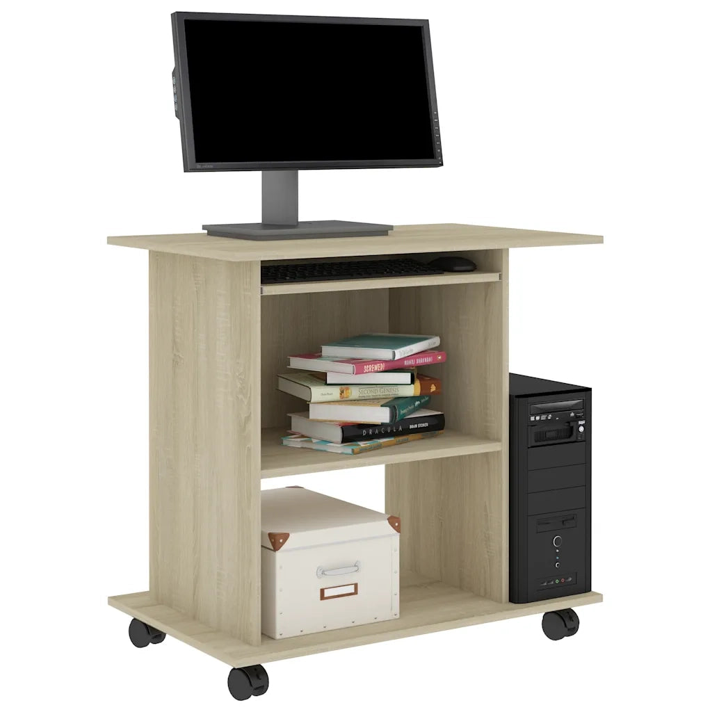 Scrivania Computer Rovere Sonoma 80x50x75 cm Legno Multistrato 802897