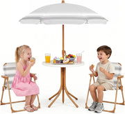 Set Tavolo e Sedie da Giardino per Bambini con Ombrellone (Naturale)
