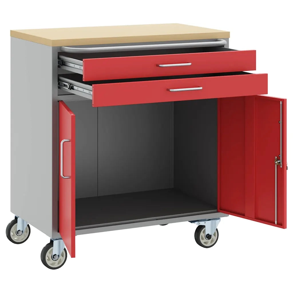 Banco da lavoro con cassetto Rosso e Grigio 75 x 45 x 85 cm CFW9756888