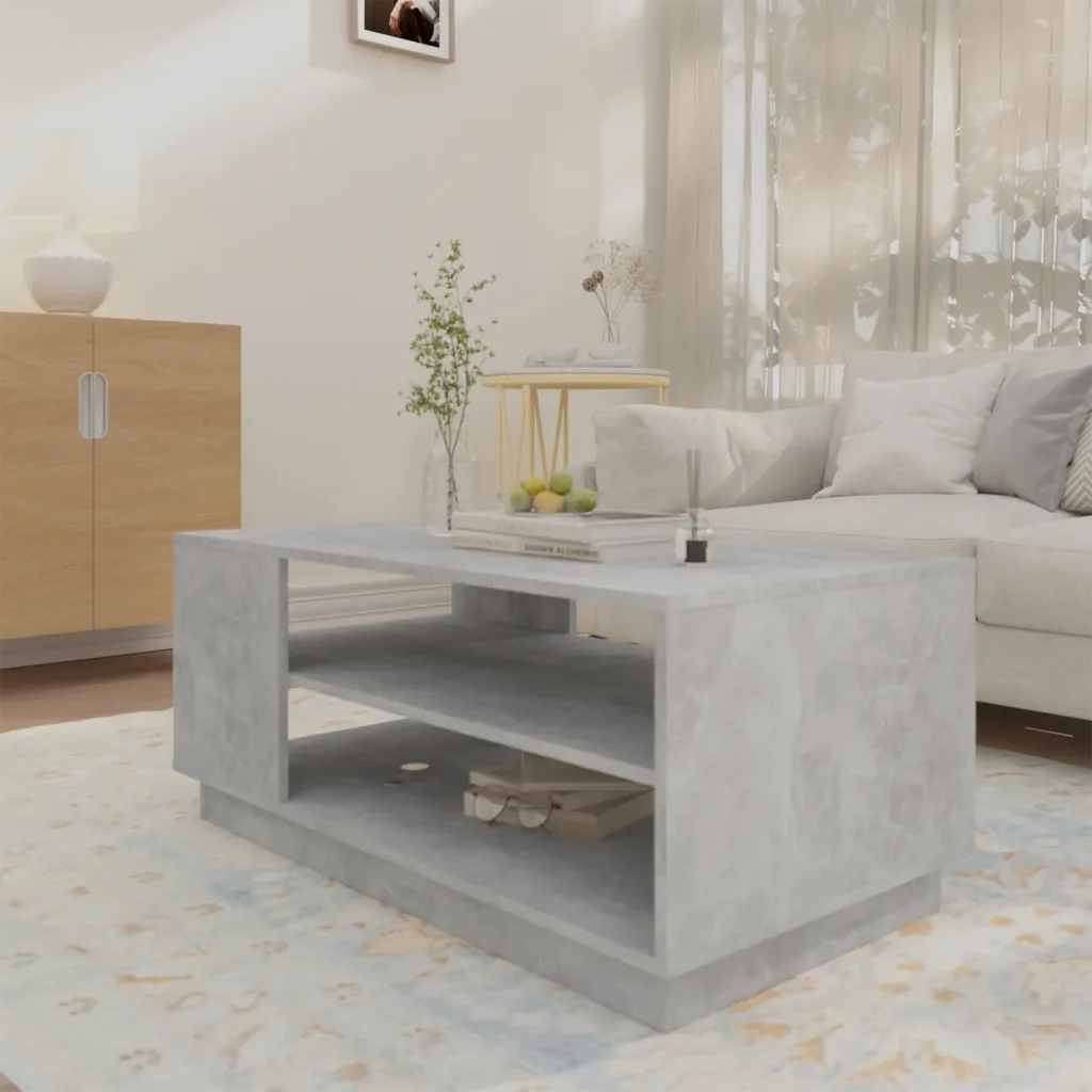 Tavolino da Salotto Grigio Cemento 102x55x43 cm in Truciolato 810284