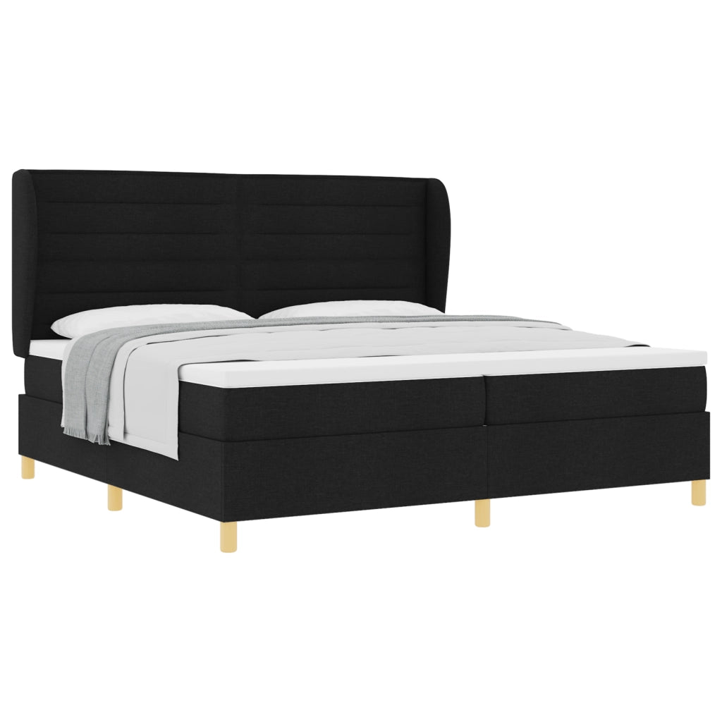 Letto box spring  con materasso Nero 200x200 cm Tessuto