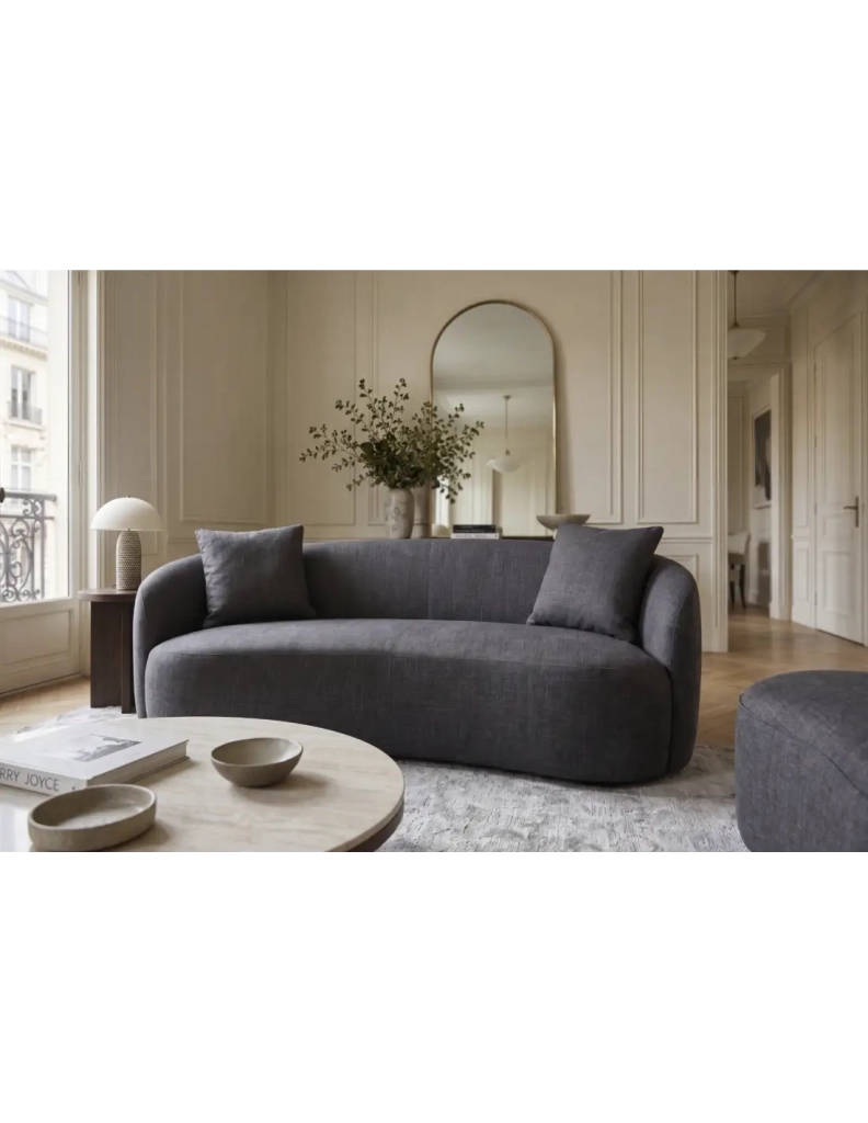 Divano dritto NYJY 2 posti in velluto – Grigio grafite – 178 x 67 x 70 cm