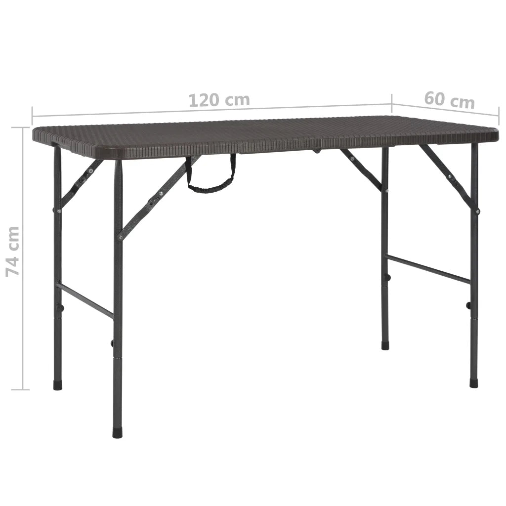 Tavolo da Giardino Marrone Pieghevole 120x60x74 cm HDPE Rattan 44553