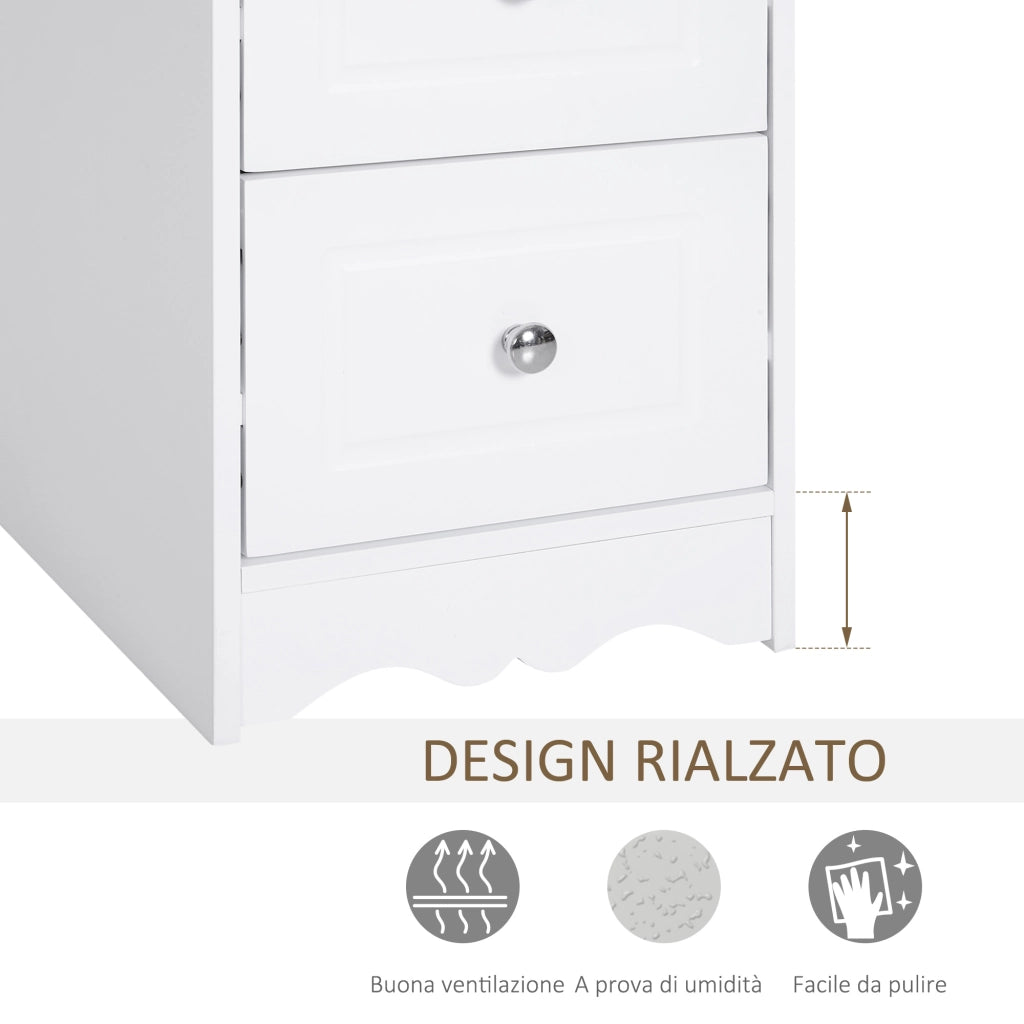EasyComfort Mobiletto Multiuso con Cassetti, Mobiletto Basso in MDF grado E1 29.8x29.8x68.5cm bianco