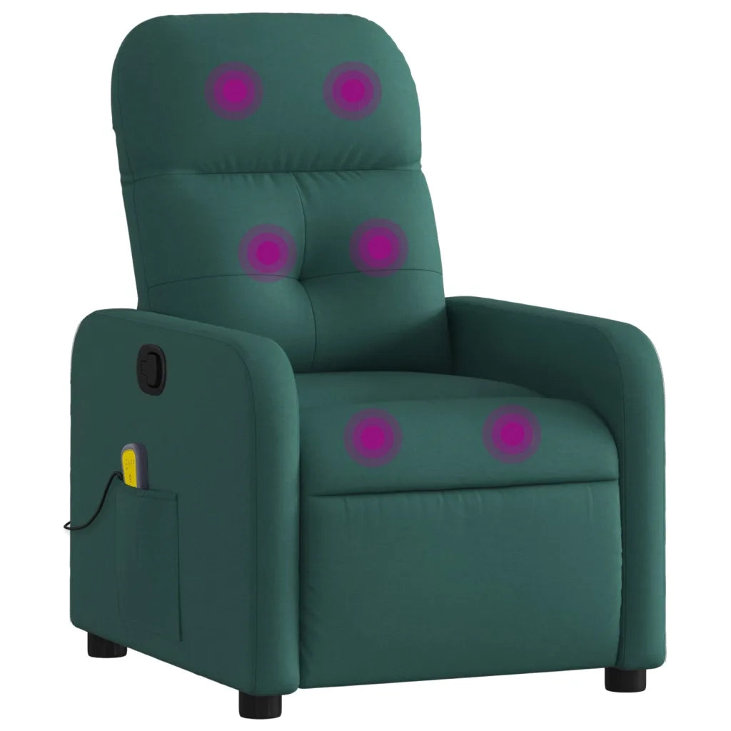 Divano Sedia-Poltrona Massaggiante Reclinabile Verde Scuro in Tessuto 405551
