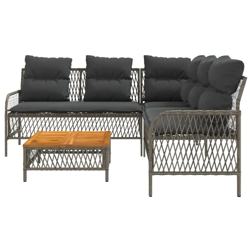 Set Divano da Giardino 2 pz | Set Salotto da Giardino con Cuscini Grigio in Polyrattan