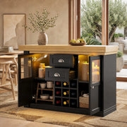 TAVOLO Allungabile Girevole 360° 120-197 cm MDF Nero con spazio contenitore