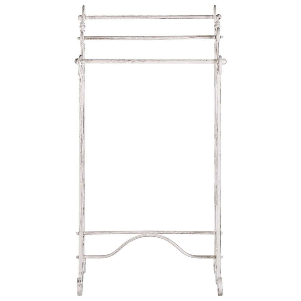 Portasciugamani bianco volutamente invecchiato con aspetto antico Rack indipendente Bagno Vintage Classico