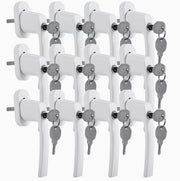 16 pezzi di sostegni per finestre bianchi con chiusura – maniglia di alluminio per finestre con chiave – serrature per finestre con chiusura a chiave – blocco di chiusura per finestre universale per alluminio e PVC – inclusi le chiavi