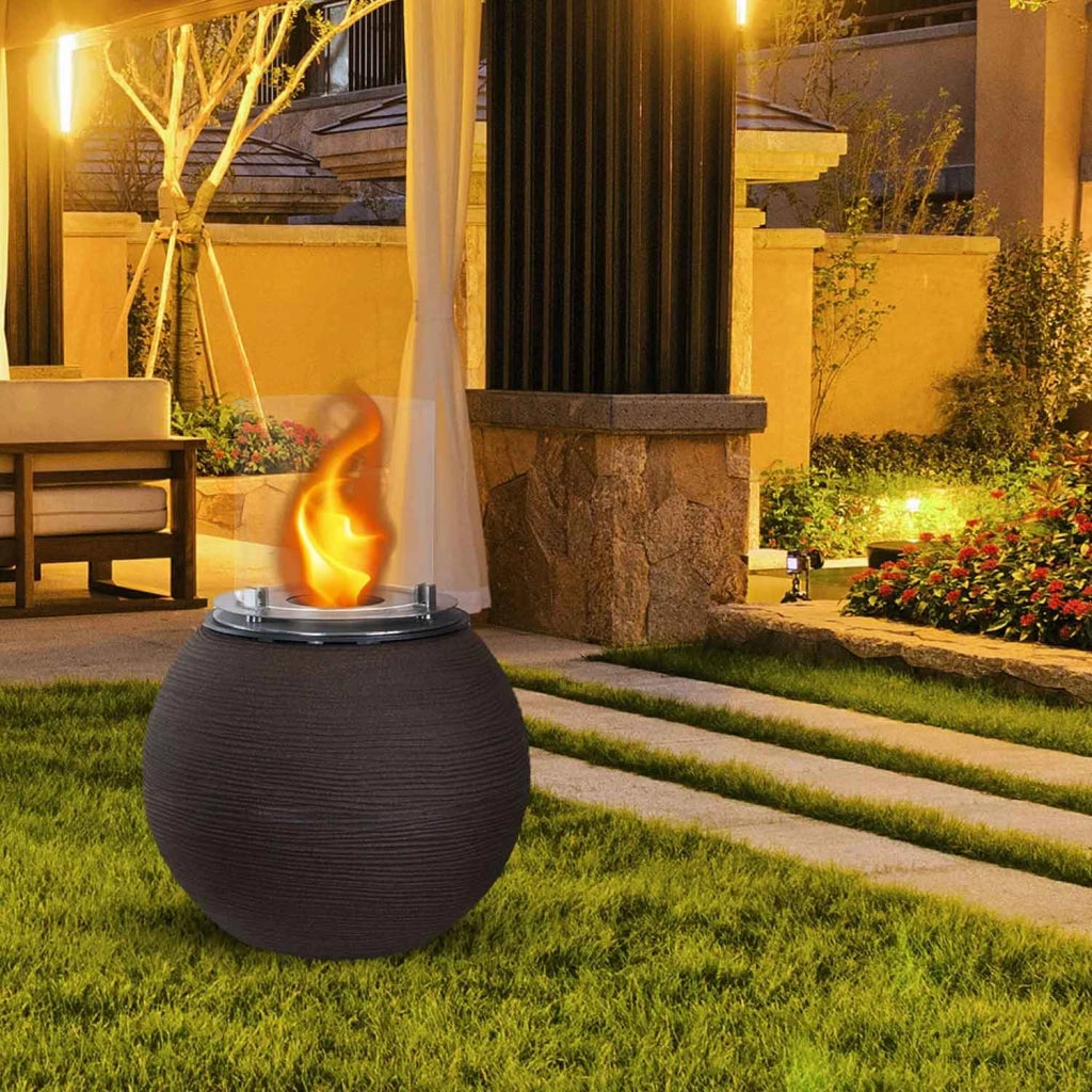 Botticelli - Camino a bioetanolo da terra, braciere da giardino ø 40xH54 cm, colore marrone