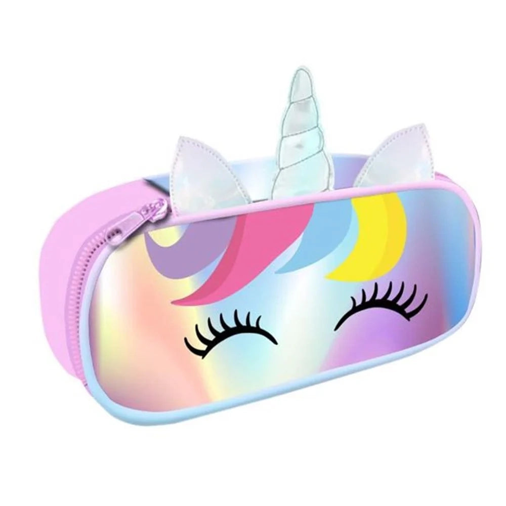 Trade Shop - Astuccio Bauletto Playtoy Led Grafica Unicorno Arcobaleno Scintillante Con Zip 15501541 -