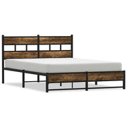Letto matrimoniale | Letto per adulti | Giroletto senza Materaso in Metallo Rovere Fumo 150x200 cm