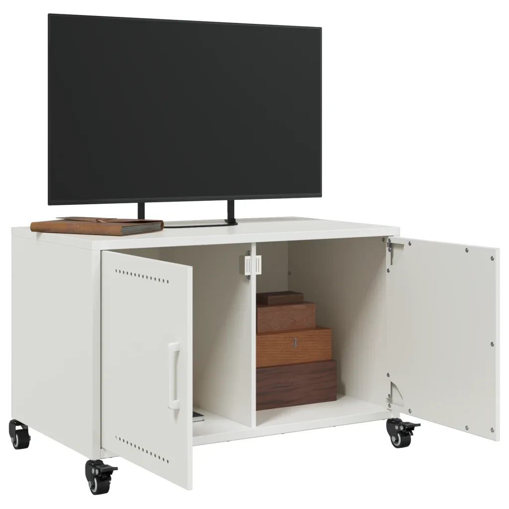 Mobile TV Bianco 68x39x43,5 cm in Acciaio Laminato a Freddo 846643
