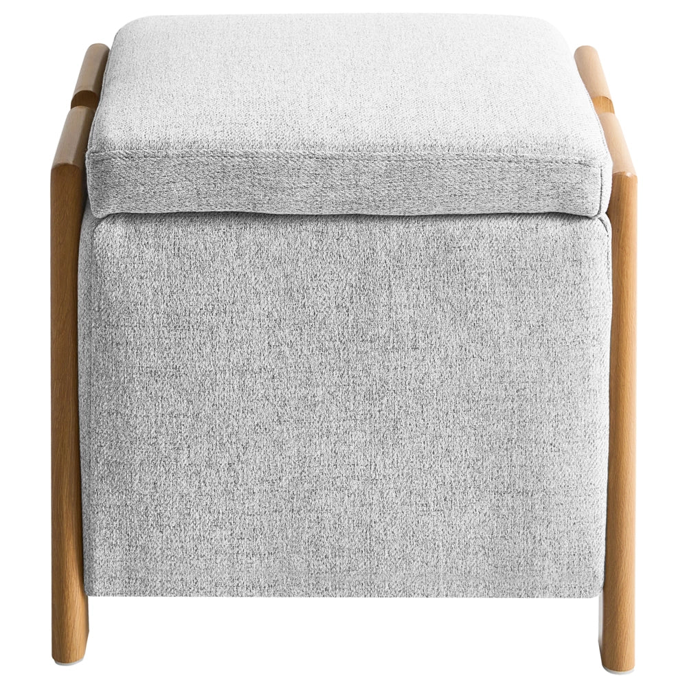 Pouf grigio rivestito in tessuto con contenitore Accessorio Soggiorno Camera da letto Glam Retrò