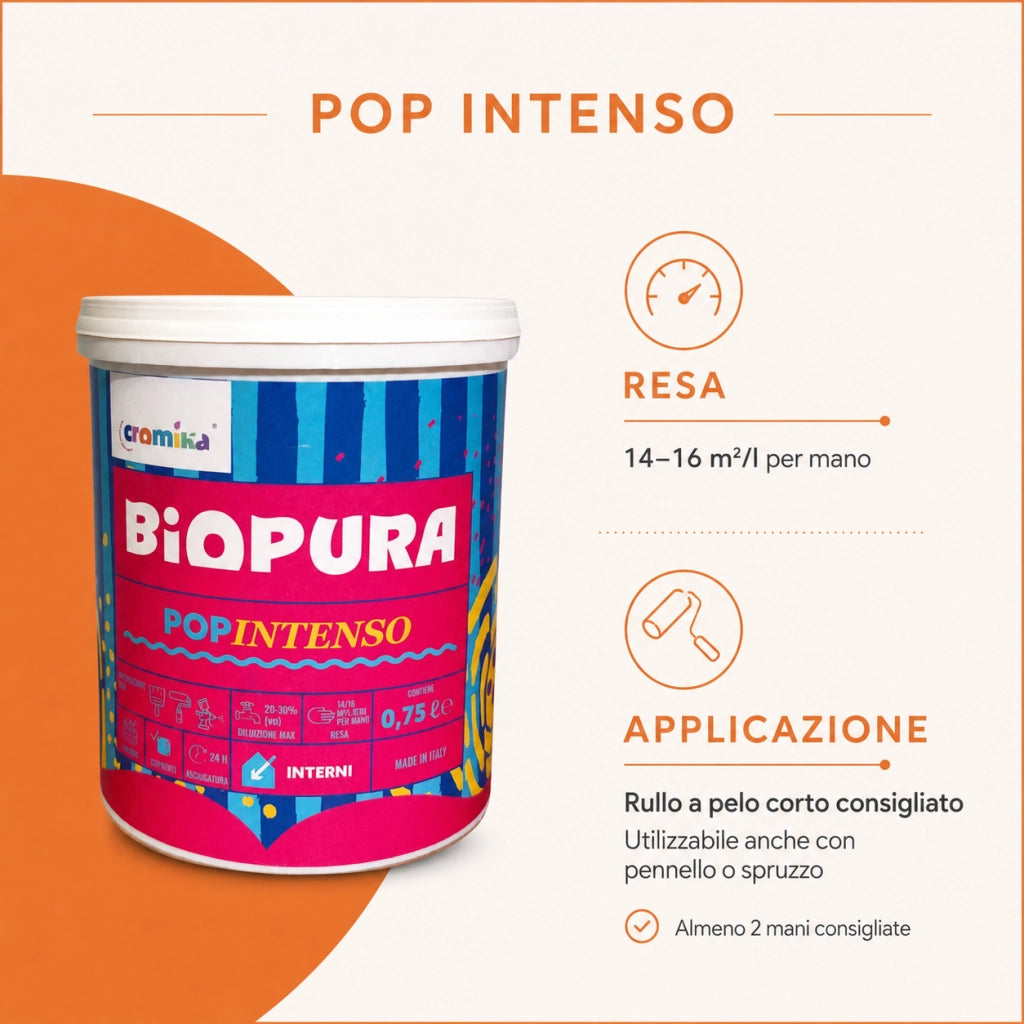 Popintenso palestra e decori interni pittura murale lavabile e coprente cromika *** formato 0,750 lt, colore- arancio...