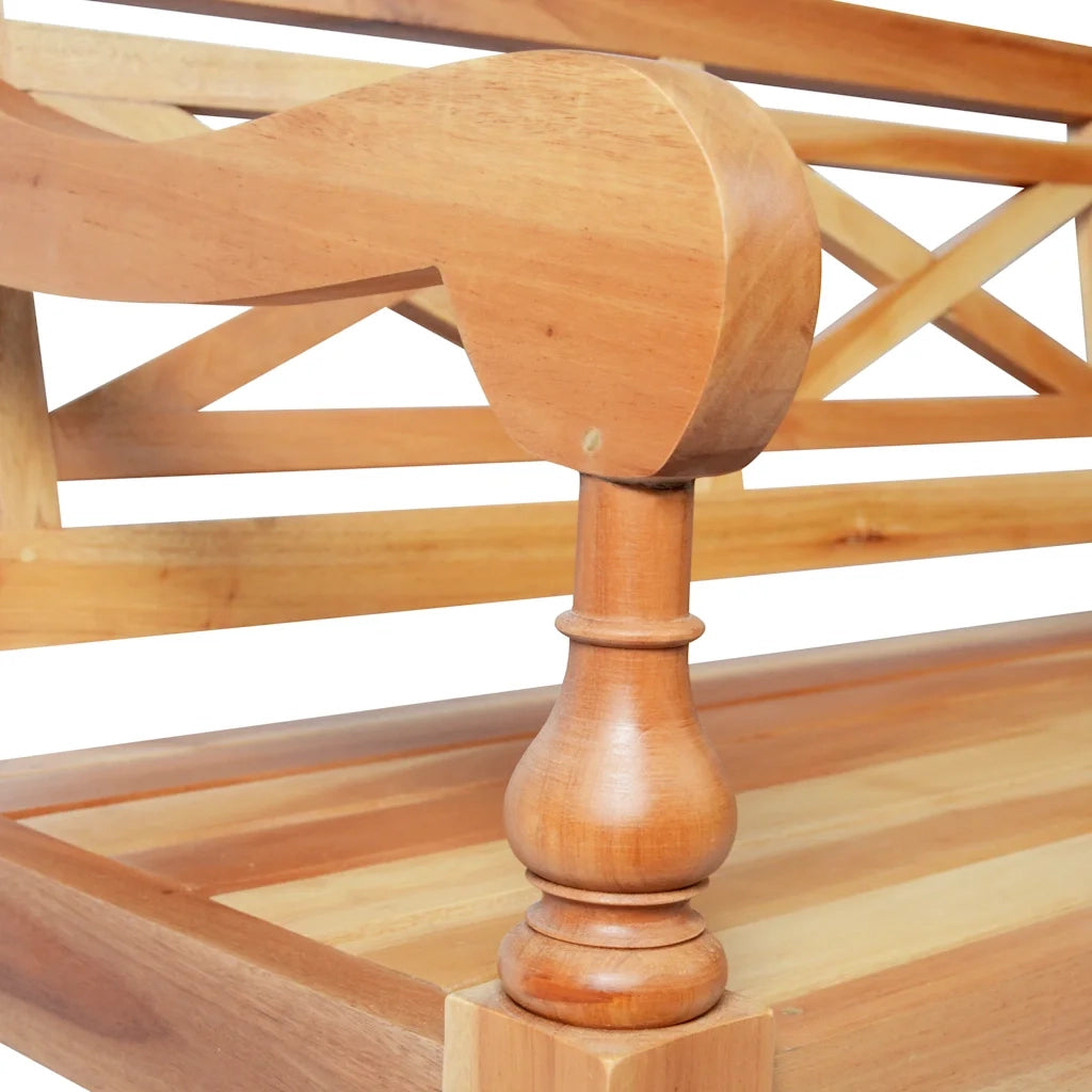 Panca Batavia-Sgabello-Panca da esterno 123 cm in Legno Massello di Mogano Marrone Chiaro