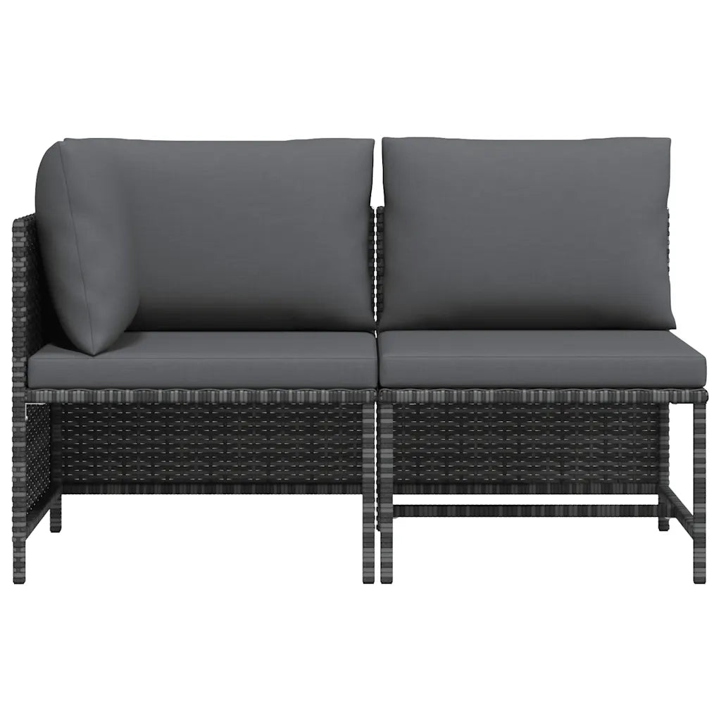 Set Divani da Giardino 2 pz con Cuscini in Polyrattan Grigio cod mxl 71222