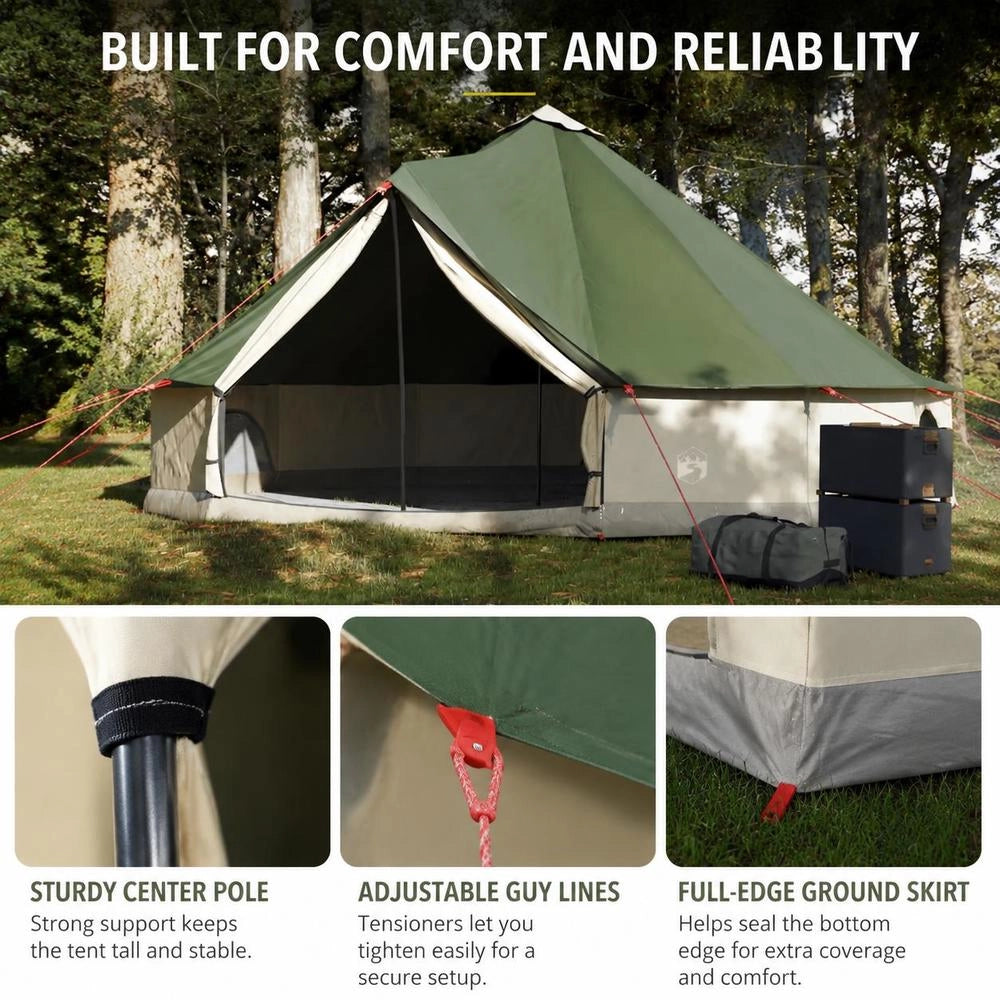 Teepee Family Tent For 6 People, Green, Waterproof