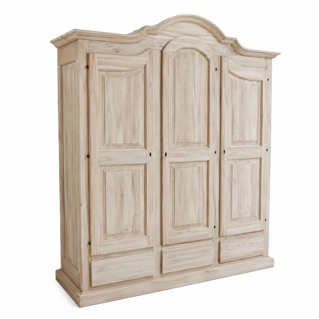 Armadio classico 3 porte 3 cassetti legno grezzo 185x62x220 (1869) - Mobili 2G