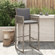 Sgabelli da Bar con Cuscini 2 pz Grigi in Polyrattan
