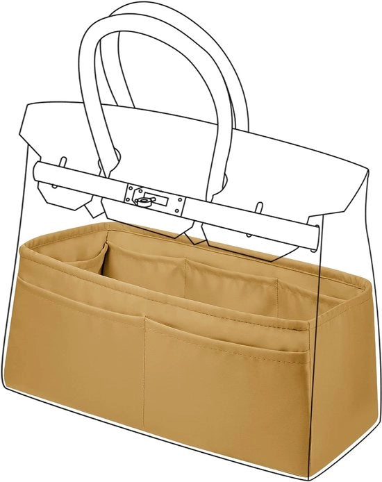 Organizzatore per borse, taschino interno in seta per Birkin 20/25/30/35/40/45/50, organizzatore in seta morbida con inserto in forma (Biscuit, BK35)