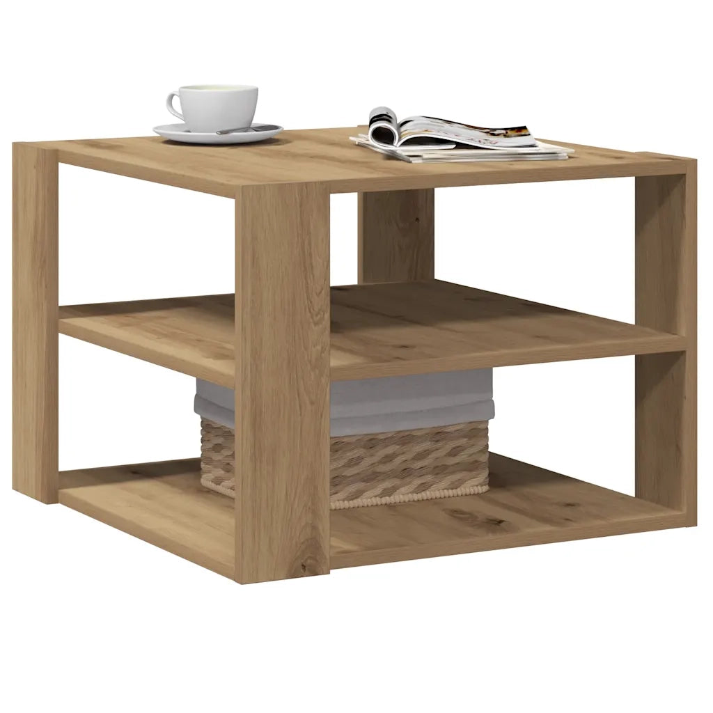 Tavolino salotto | Tavolino da caff¨¨ | Tavolino da Soggiorno Rovere Artigianale 58x58x40 cm in Truciolato