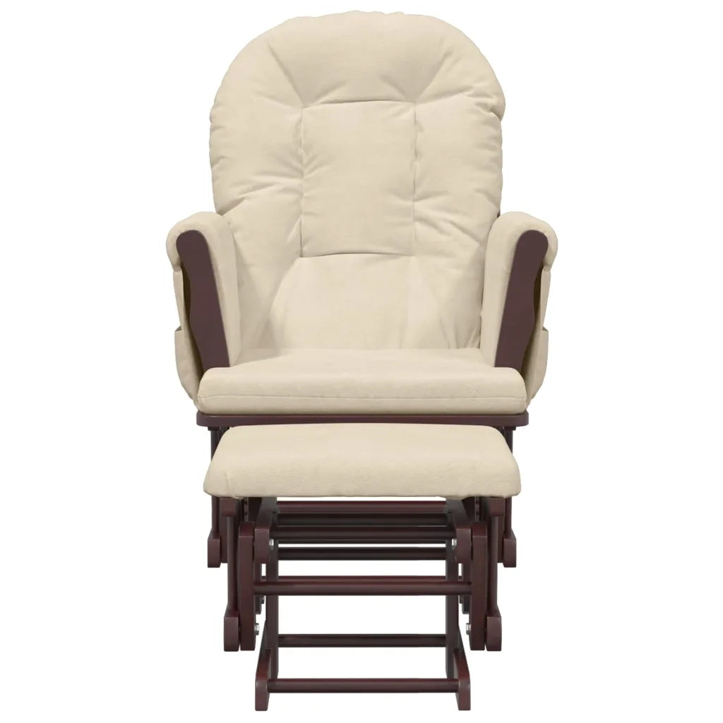 Poltrona Glider con Sgabello Bianco Crema in Tessutocod mxl 94612