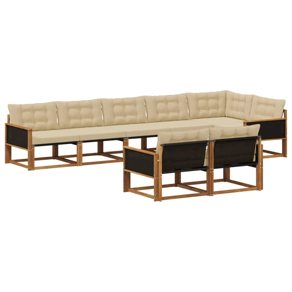 Set di divani da esterno con cuscino 8 pcs Naturale e Beige