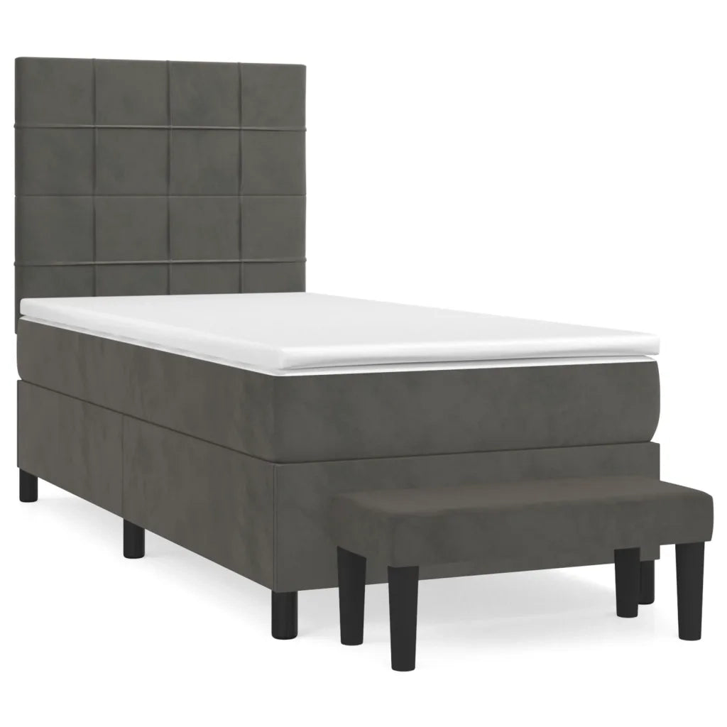 Giroletto a Molle con Materasso-Struttura Letto Grigio Scuro 80x200 cm Velluto 228472
