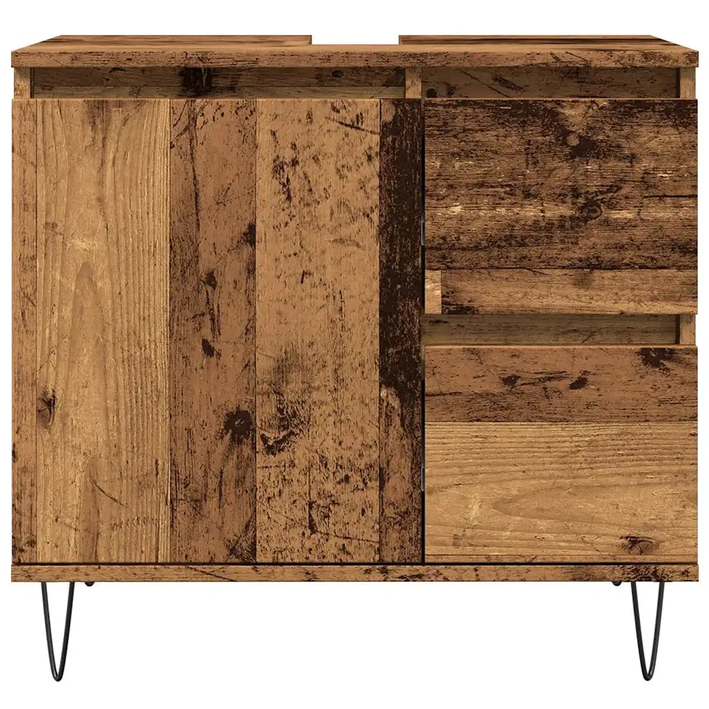 Armadietto da Bagno Legno Antico 65x33x60 cm in Truciolato 857226
