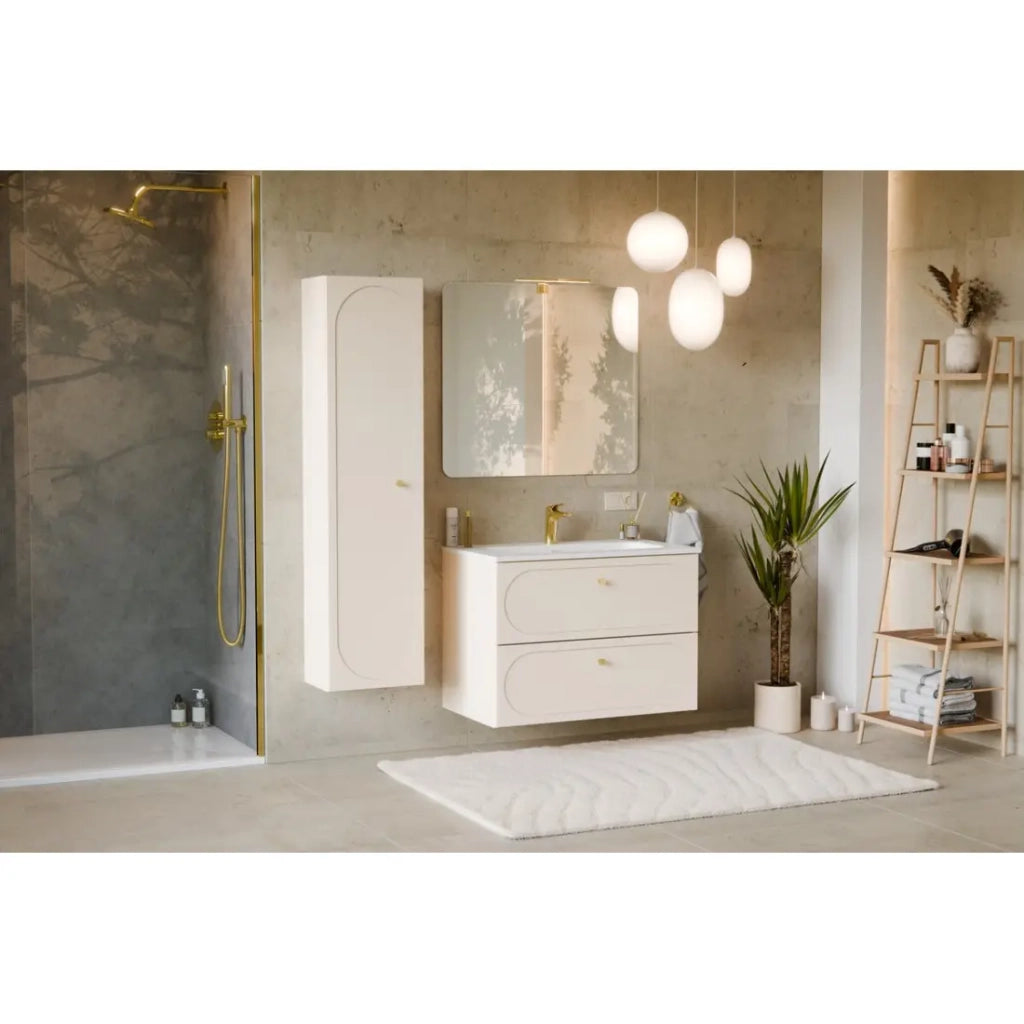 Lavabo incasso LARGO 80 cm ceramica bianco lucido design rettangolare