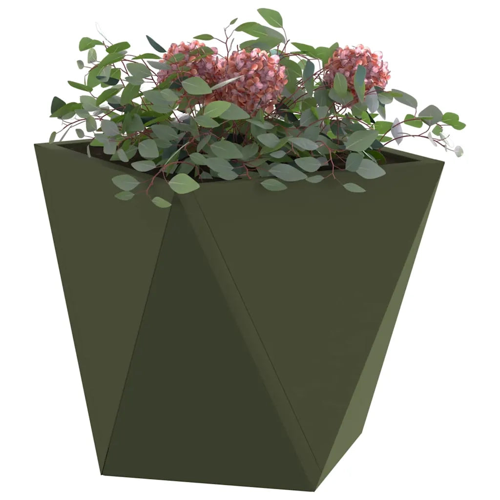 Fioriera | Cassetta per fiori | Vaso Verde oliva 30 x 30 x 30 cm Acciaio