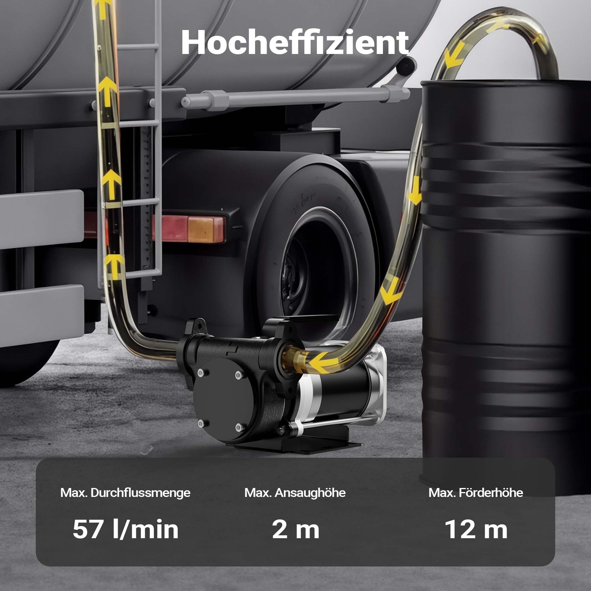 Pompa travaso carburante 12 V 180 W, Pompa travaso gasolio/benzina, 57 l/min, 3200 giri/min