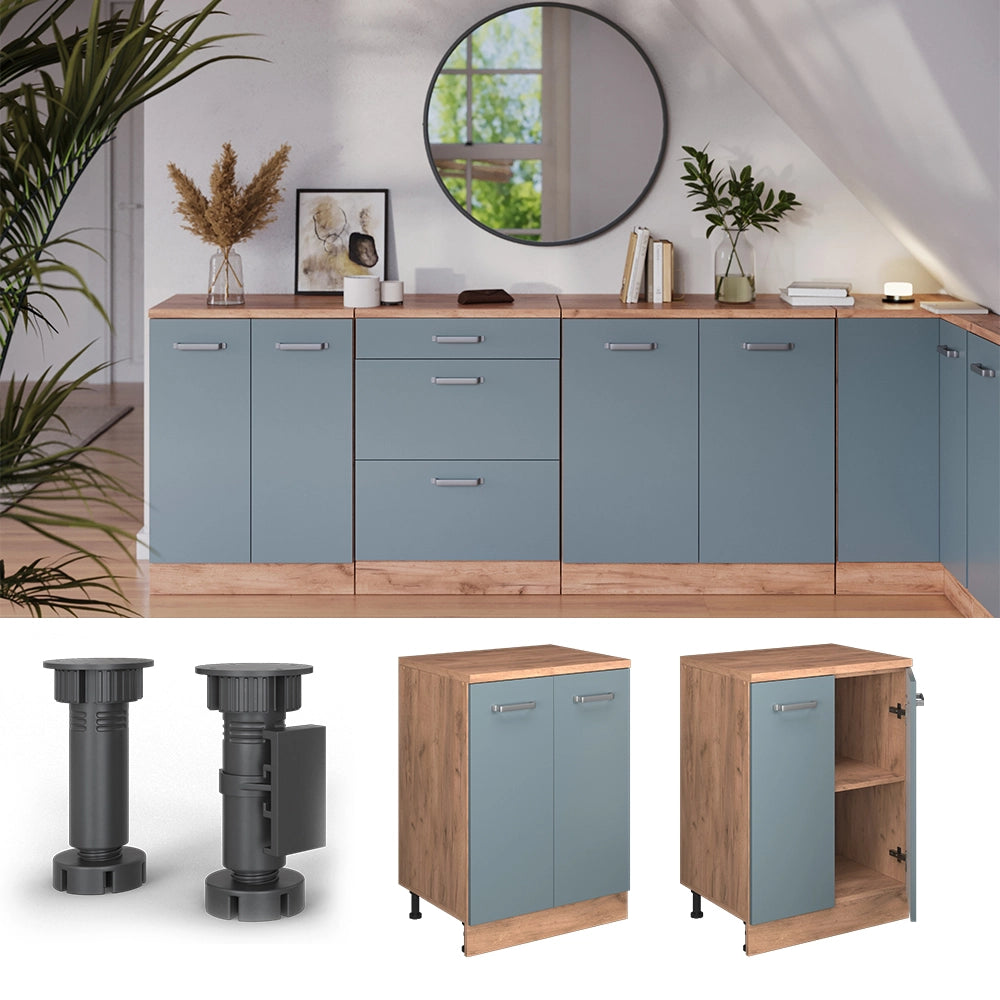Mobile per mansarda Rion Grigio-blu/Rovere dorato 60 x 83.8 cm senza inclinazione con 2 ante Vicco