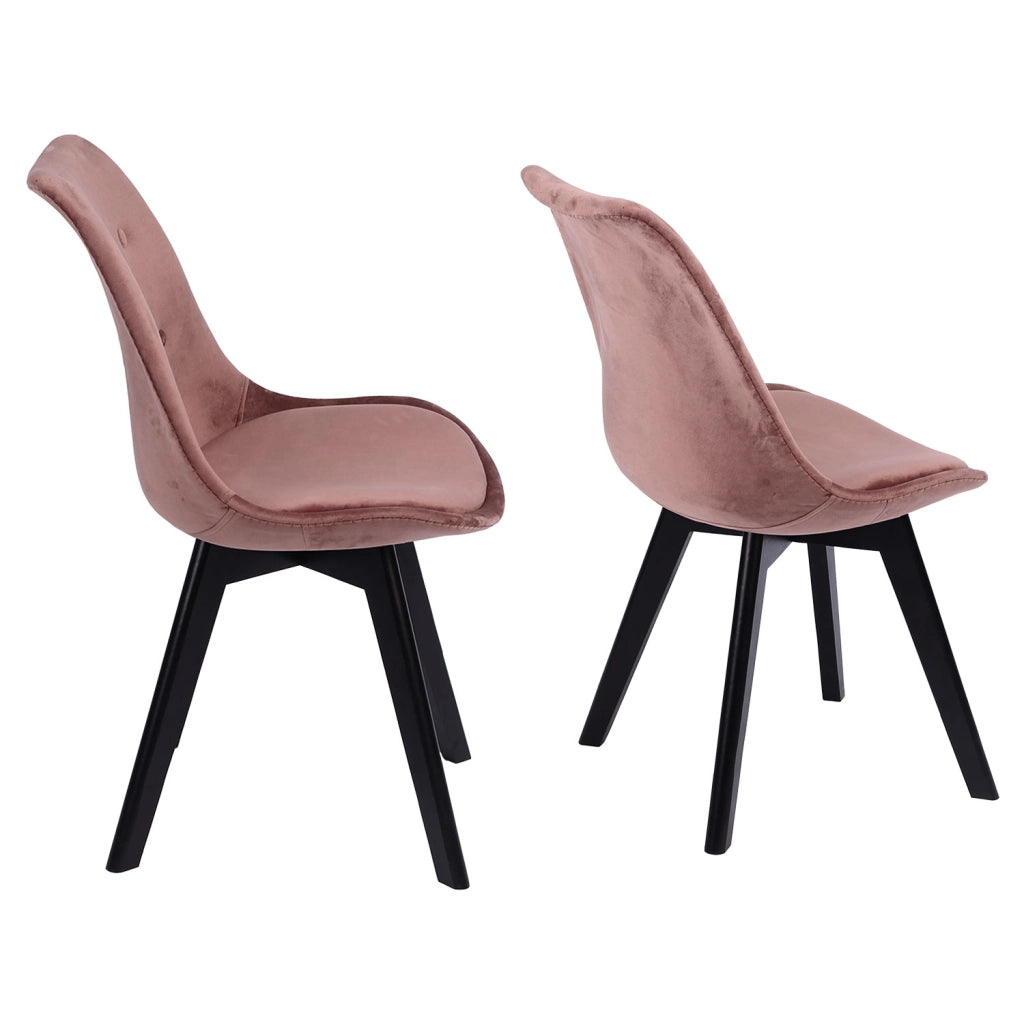 Set di 2 sedie in velluto rosa NORA con cuscino