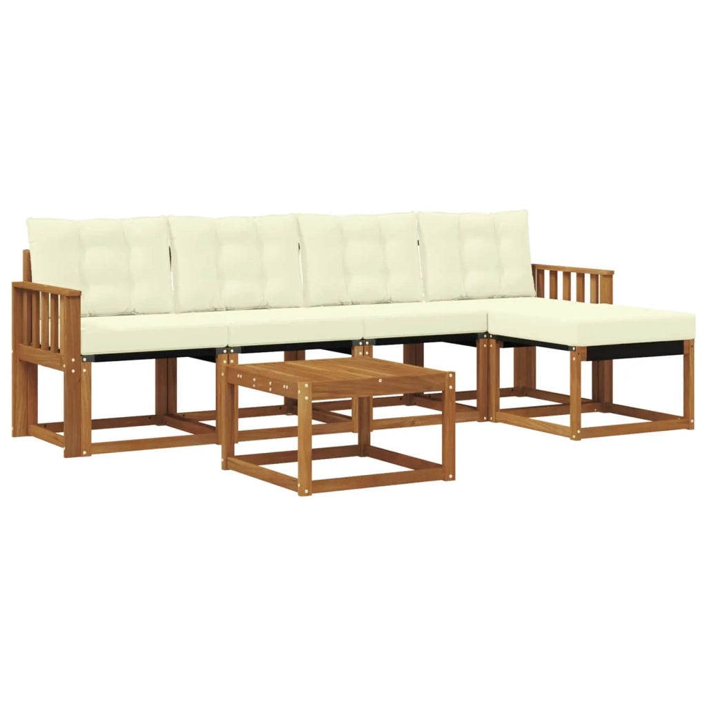 Set di divani da esterno con cuscino 6 pcs Naturale e Crema