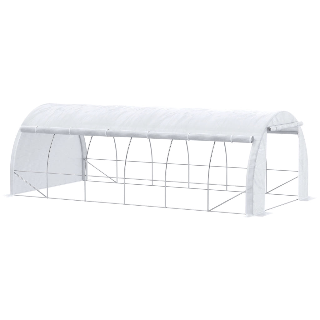 Serra da Giardino Tunnel 6x3x2 m ¨C zephmum ¨C Bianco con 12 Finestre a Rete