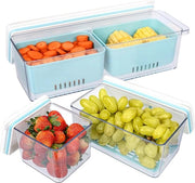 Contenitori di Stoccaggio per Verdure e Frutta con Cestini di Scarico - 3 Pack - Organizzatore per Verdure e Frutta Fresche