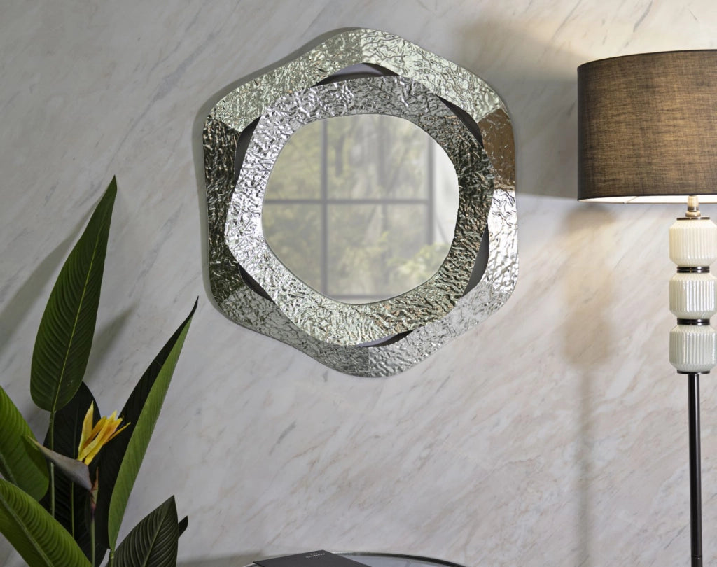 Specchio Aury 66x6x75 cm in Metallo e Specchio Argento