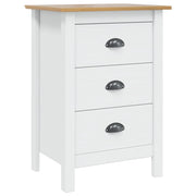 Comodino | Armadio da Notte | Mobiletto da notte HILL Bianco e marrone miele 46 x 35 x 65 cm