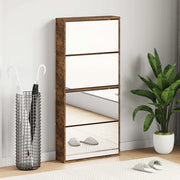 Scarpiera con Specchio a 4 Livelli Rovere Fumo 63x17x134 cm 3228277