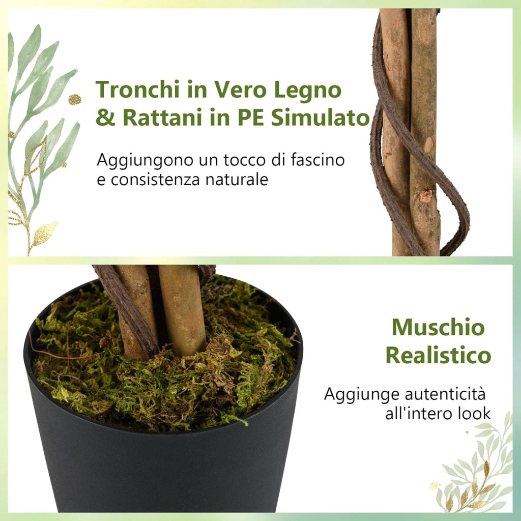 2 Alberi di Ciliegio Artificiale 150 cm, Set di 2 Piante Finte in Vaso da Vivai con Fiori Rosa e Foglie Verdi, Piante Decorative per Casa, Ufficio e Negozio