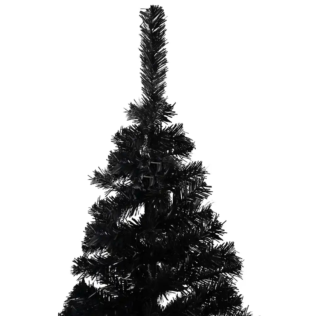 Albero di Natale Preilluminato con Palline Nero 210 cm PVC 3077505