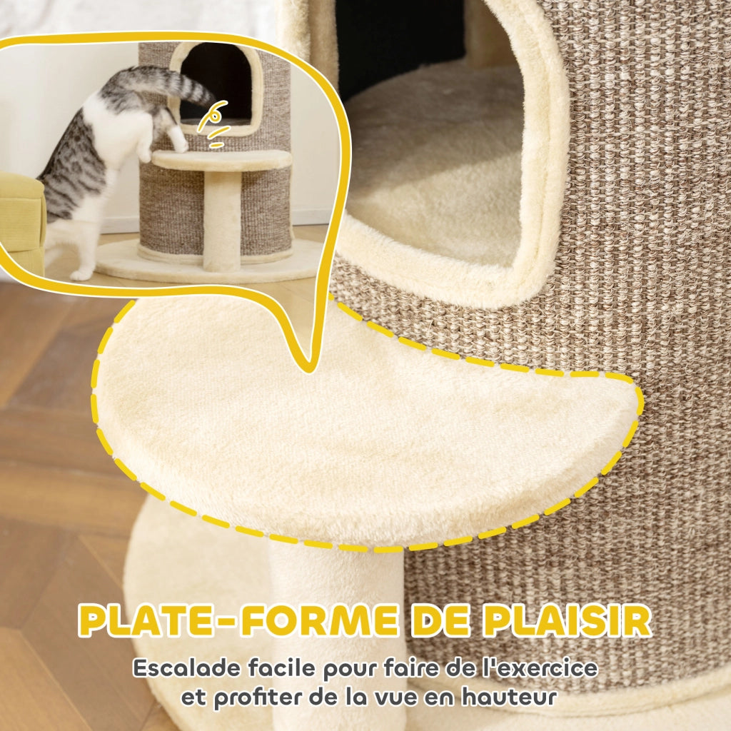 Tiragraffi per gatti a due livelli con piattaforma ¨C zephmum ¨C 60x60x61 cm beige