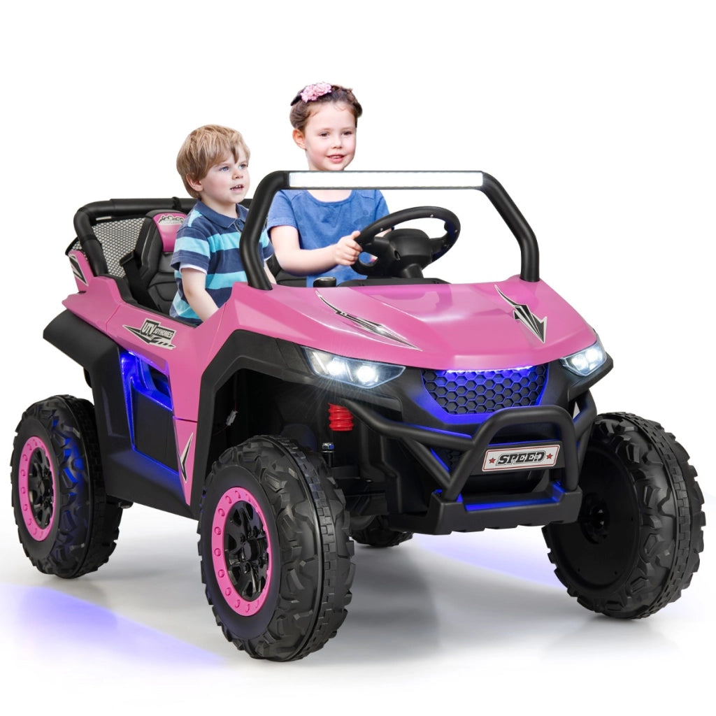 Macchina SUV giocattolo a 2 posti con accessori luci suoni, Quod elettrico giocattolo 118x74x71cm Rosa-Macchinine giocattoli